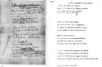 A la izda., la versión manuscrita de  Los negros , en poder de la fundación. Al lado, la copia que se subasta.