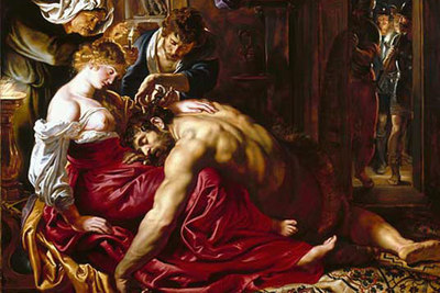  Sansón y Dalila , obra expuesta en la muestra de Rubens.