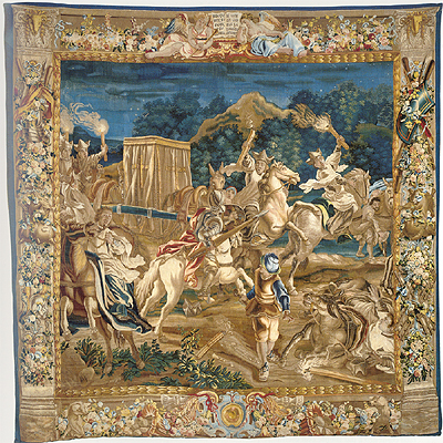 Tapiz en sena y lana  Aventura del entierro , (1722 - 1746), de la Real Fábrica de Tapices de Madrid.