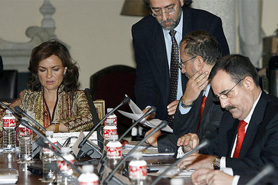 Reunión del Patronato del Archivo General de la Guerra Civil celebrada hoy en Madrid.
