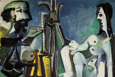  El pintor y su modelo , óleo del pintor español Pablo Picasso (1881-1973), una de las obras de grandes maestros del arte moderno.