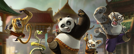 El panda Po, el maestro Shifu y el malvado tigre Tai Lung, en una imagen de promoción de  Kung Fu Panda. 