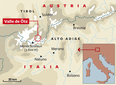 Localizado del lugar donde se halló la momia en 1991.