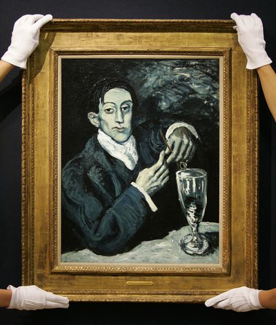 Retrato de Ángel Fernández de Soto o  El bebedor de absenta  ( 1903 obra de Pablo Picasso subastada finalmente en Christie' s Londres ( Reino Unido una vez resuelto el pleito judicial sobre la propiedad del lienzo Finalmente el óleo no sería subastado ante las demandas