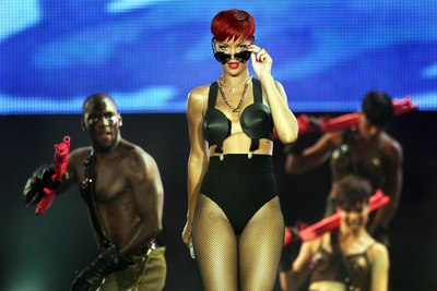 La cantante Rihanna en una actuación en la edición madrileña del festival Rock in Río en 2010.