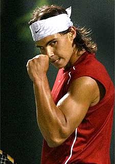 Rafael Nadal celebra la victoria ante Roger Federer en el torneo de Cayo Vizcaíno.