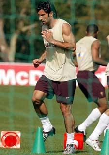Luis Figo ha entrenado hoy con normalidad con sus compañeros.