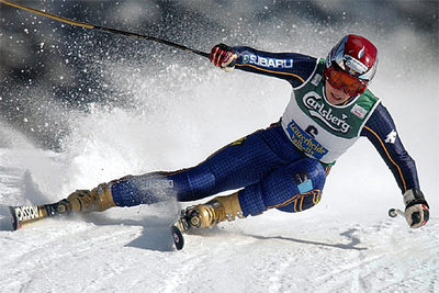 María José Rienda, durante el descenso de hoy.