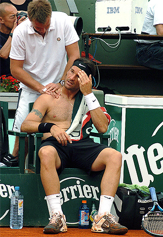 el tenista mallorquín, durante un partido.