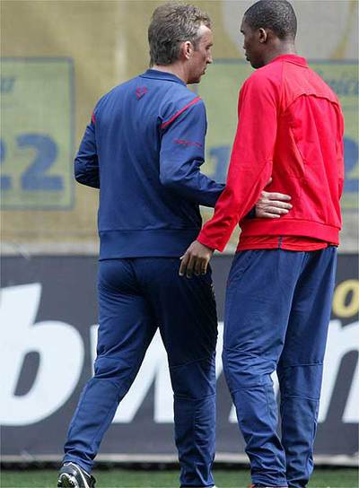 Eto'o, durante una sesión