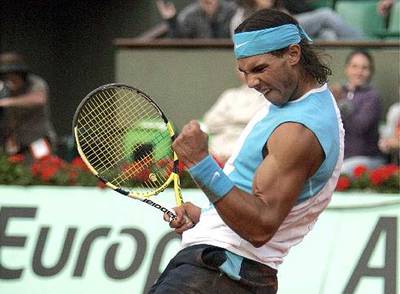 Nadal celebra su triunfo ante Del Potro