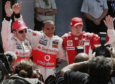 Alonso, Hamilton y Raikkonen