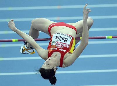 Ruth Beitia realiza uno de los saltos con los que ha conseguido la medalla de plata.