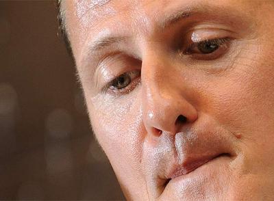 Michael Schumacher en la rueda de prensa de Ginebra.
