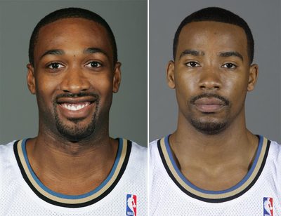 La estrella de los Wizards de Wahington, Gilbert Arenas (izquierda) amenazó en el vesturario con un arma a Javaris Crittenton (derecha) durante una discusión originada supuestamente por una deuda, según ha publicado 'The New York Post'.