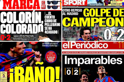 Portadas de 'Marca', 'Sport', 'Mundo Deportivo' y 'El Periódico'.