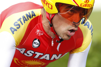 El ciclista español, durante el prólogo