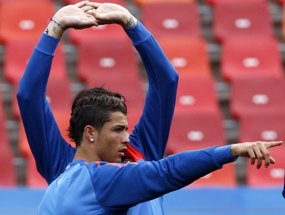 Cristiano Ronaldo, durante un entrenamiento de la selección portuguesa.