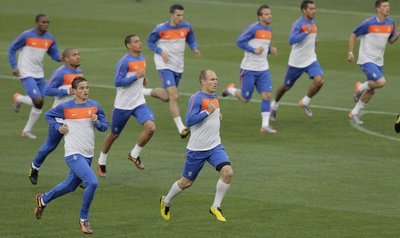 La selección holandesa, durante un entrenamiento.