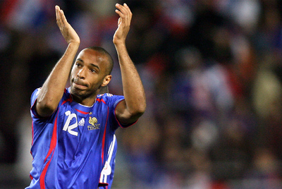 Henry, durante un partido con su selección