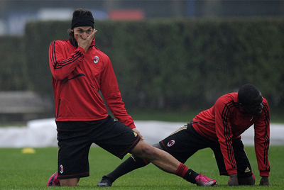 Zlatan Ibrahimovic, en un entrenamiento del Milan.