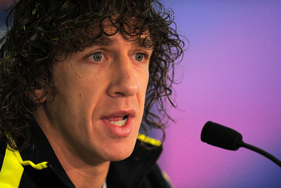 Carles Puyol durante la rueda de prensa