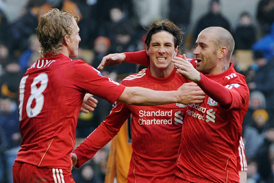 Torres celebra uno de sus goles