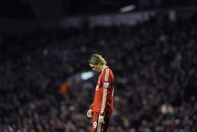 El delantero del Liverpool, Fernando Torres, durante un partido de la ''Premier League' 2009-2010.