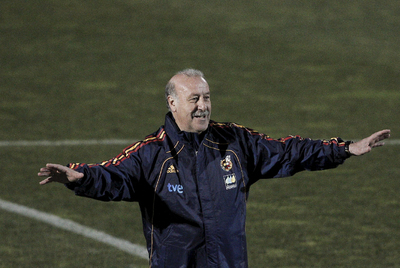 Del Bosque, durante el entrenamiento