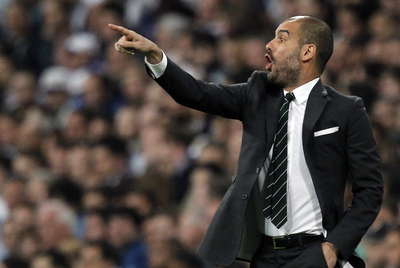 Pep Guardiola, entrenador del Barcelona, durante el clásico de la 32ª jornada de la Liga.