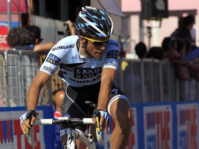 Contador, tras llegar a la meta.