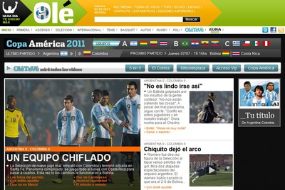 Portada digital del diario  Olé .