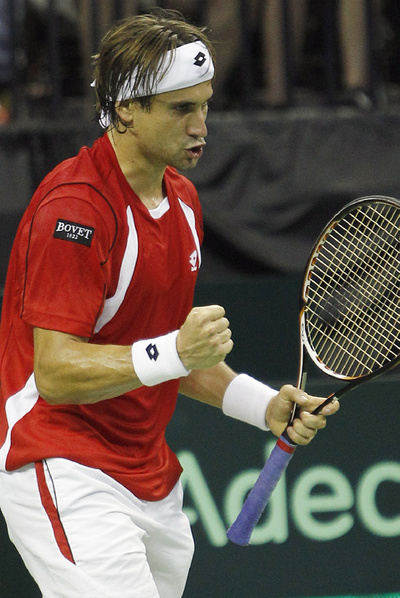 David Ferrer, en un momento del partido contra Andy Roddick.