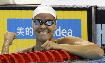 Peris tras la semifinal de 50m espalda.