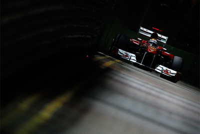 Fernando Alonso, durante la carrera de Singapur.