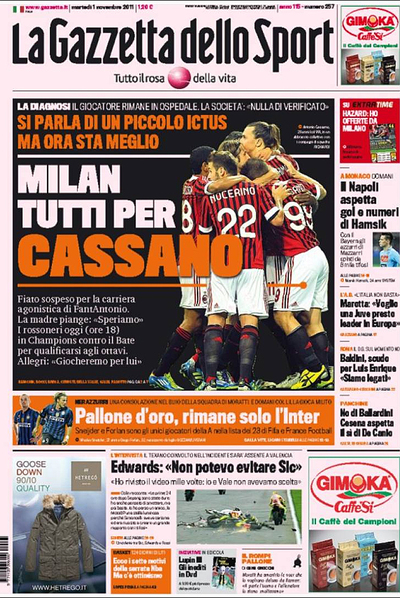 Portada de 'La Gazzetta dello Sport'.