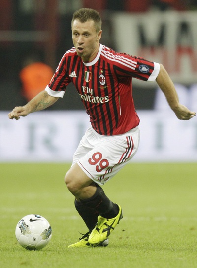 Cassano, en un partido con el Milan.