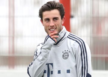 Odriozola, en su primer entrenamiento con el Bayern.