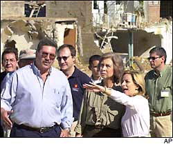 La reina Sofía, ayer, en Santa Tecla.