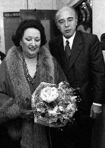 Montserrat Caballé con Joan A. Maragall en el Círculo del Liceo.