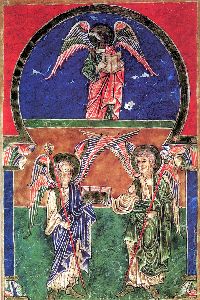 'Ángeles con el Evangelio de san Juan', del  Beato de Liébana. 