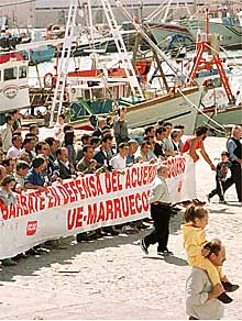 Un aspecto de la manifestación celebrada ayer en Barbate (Cádiz).