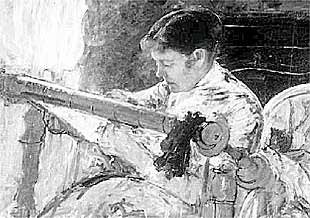  Lydia seated at un Embroidery Frame,  una obra de Mary Cassatt propiedad del Flint Institute of Arts, de Michigan.