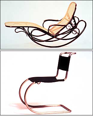 El sofá-mecedora, de Thonet, producción desde 1883.