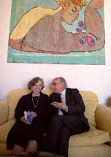Elena Poniatowska y José Saramago, ayer en Madrid.