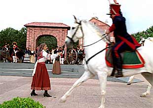 Un momento de la recreación, ayer en el parque Finca Liana de Móstoles, de la rebelión popular de 1808.