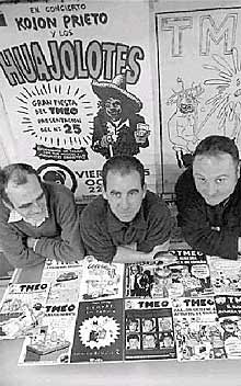 Simónides, Kini y Santiago Orúe, en la sede del  TMEO .