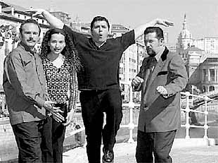 De izquierda a derecha, Pinilla, Riezu, Bartolomé y Ruís, ayer en Bilbao.