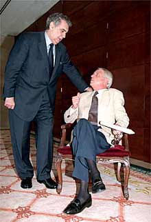 Plácido Domingo y Cristóbal Halffter, en el Teatro Real.