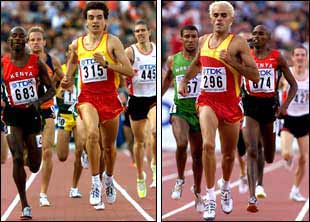 José Antonio Redolat (en la foto de la izquierda) y Reyes Estévez se imponen a sus rivales en los cuartos de final de los 1.500 metros.